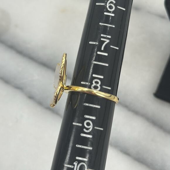 NWOT real mother of pearl butterfly gold plated ring - Picture 5 of 5